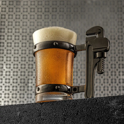 JoyJolt - Pipe Wrench Glass Beer Mug, 17 oz