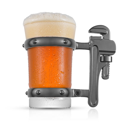 JoyJolt - Pipe Wrench Glass Beer Mug, 17 oz