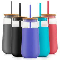 JoyJolt - Large Tumbler Cup with Lid, Sleeve and Two Straws