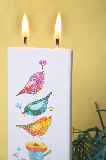 Flatyz Candles - Flat Hand-crafted Candle - Birds on a Sewing Spool