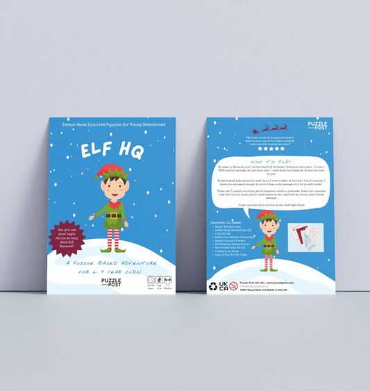 Puzzle Post UK - Christmas Children’s Escape Room Game - Elf HQ (Age 6-9)