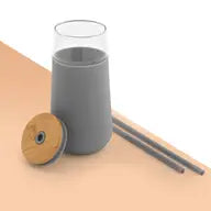 JoyJolt - Large Tumbler Cup with Lid, Sleeve and Two Straws (Grey)